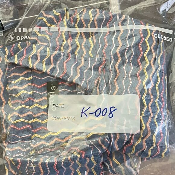 Orvis Navy-Yellow-Red Graphic Patterned Short Sleeve Button Down Shirt Size XL - Picture 6 of 7